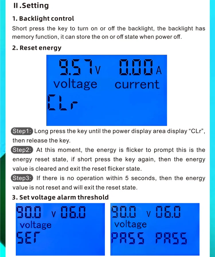 Upgrade USB-Anschluss pzem051 50/100a DC digitales Ampere meter Voltmeter 6,5-V 4 in1 lcd Motorrads pannung Strom Strom Energie monitor – Detail 20