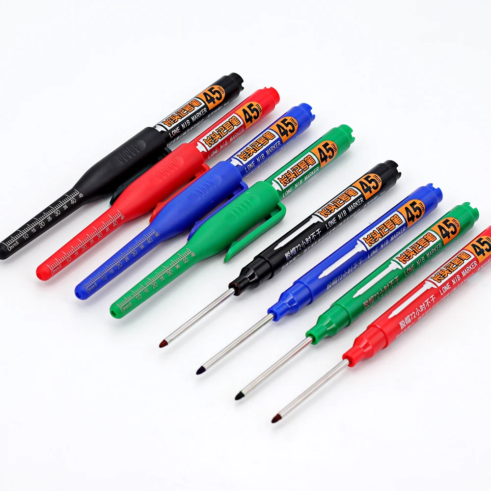 4 Stück/Set 45mm Tiefenmarkierstifte mit Langem Kopf Zimmermanns-Markierstift Schwarz/Blau/Rot/Grün für Mehrzweck-Holzbearbeitungswerkzeuge – Detail 9
