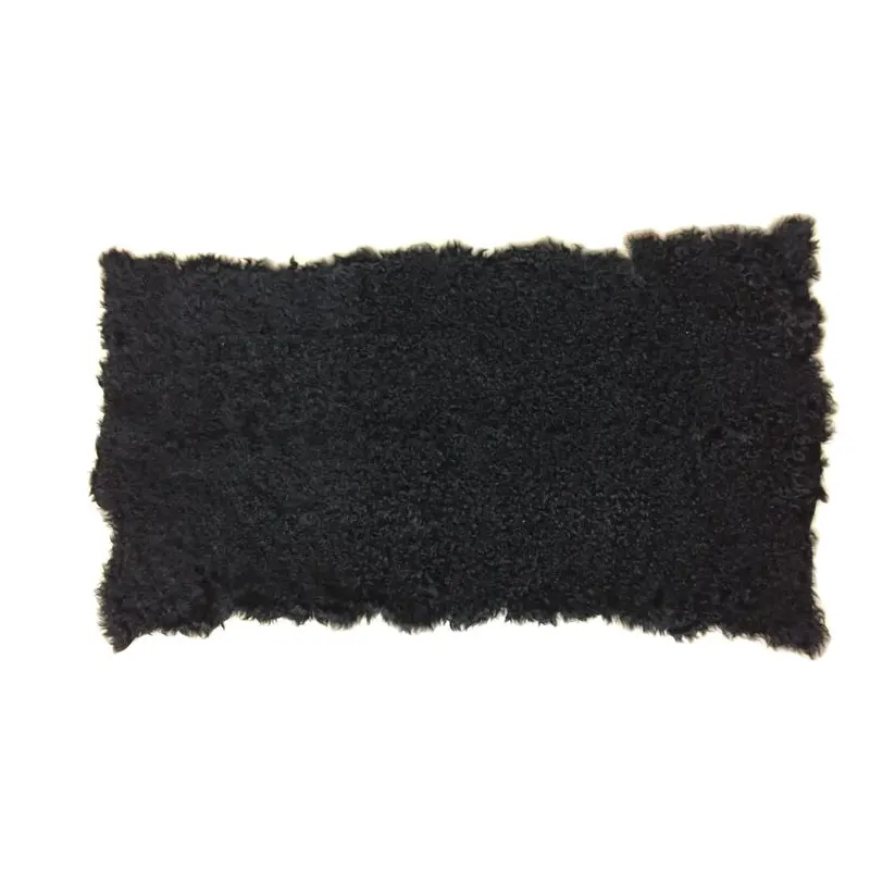 Black Plate Curly Genuine Lamb Hair Fur Material Size 50cm*110cm Piece