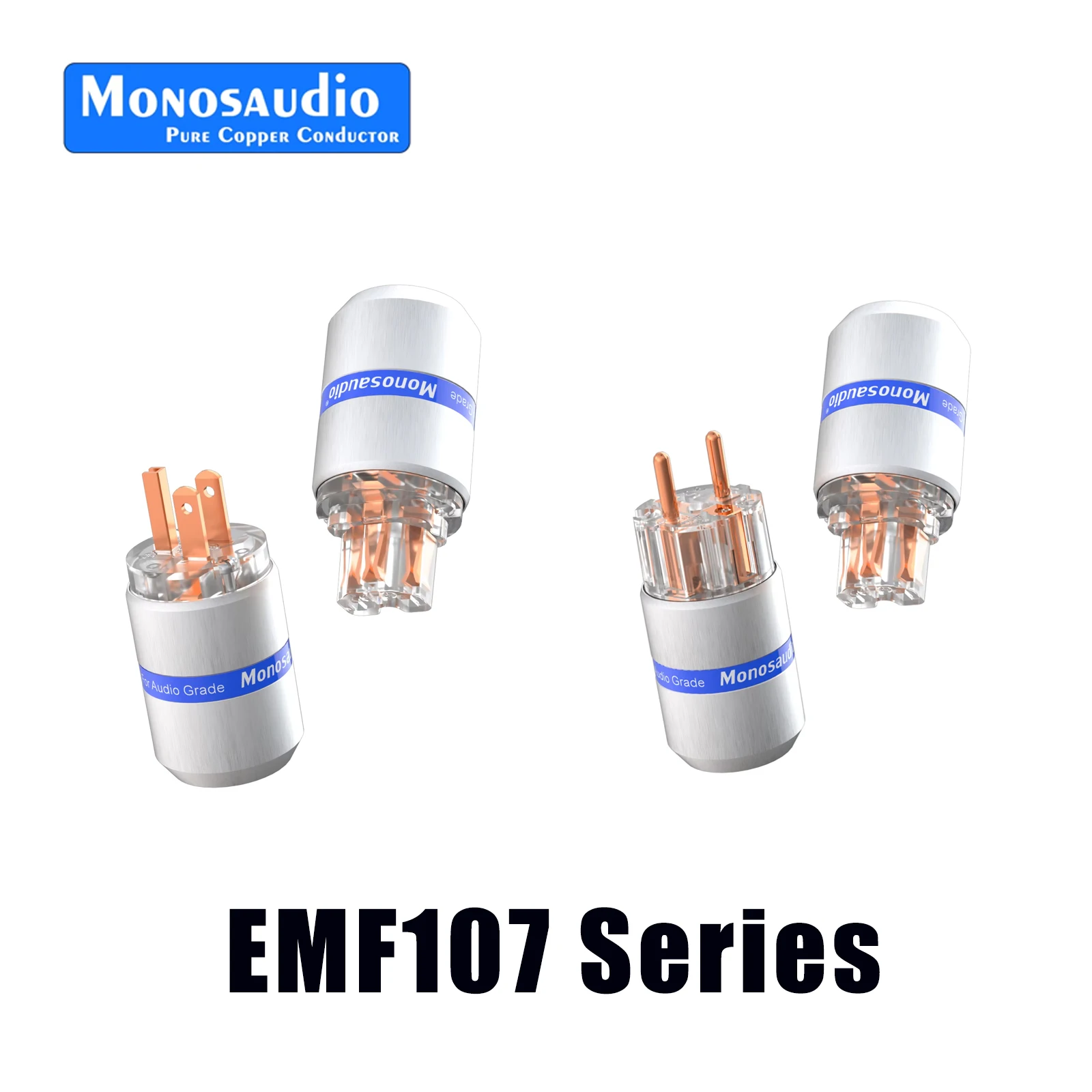 Monosaudio EMF107 Audio Power Plug 4N 99.998% Pure Copper Gold/Rhodium Plated EU/ US Version Hifi IEC C15 Female Connector
