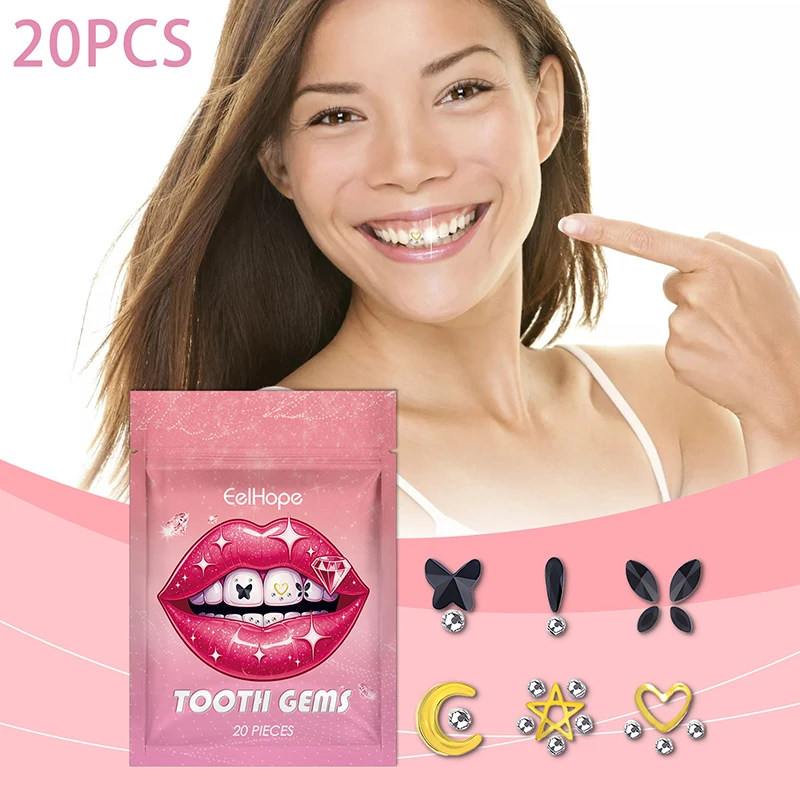 Butterfly Shaped Dental Gems, Cristal Diamante Ornamento, Ferramentas DIY, Várias Formas Cor, Jóias Dentadura, 20pcs