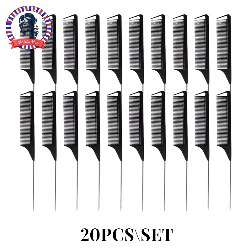 10/20PCS Professionelle Haar Styling Spitzen Schwanz Kamm (Schwarz, Lila, Rosa, Grün, gelb) für Perücke, Partition, Zopf, Haarfärbemittel,