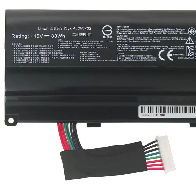 JCLJF New A42N1403 Laptop Battery FOR ASUS ROG G751JT G751JY GFX71JY G751 4ICR19/66-2 0B110-00340000 A42LM9H A42LM93 15V 88WH