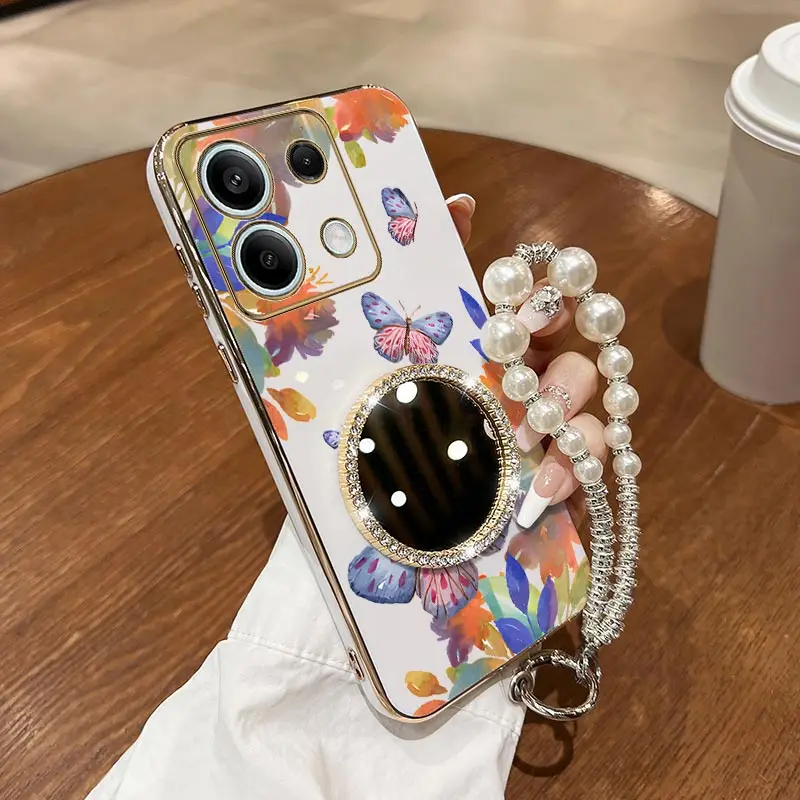 

Note 13 Delicate flower Bracelet Plating Phone Case For Xiaomi Redmi Note 12 13Pro 13R 12Turbo 14Pro 14Proplus 12R 14 12S Cover