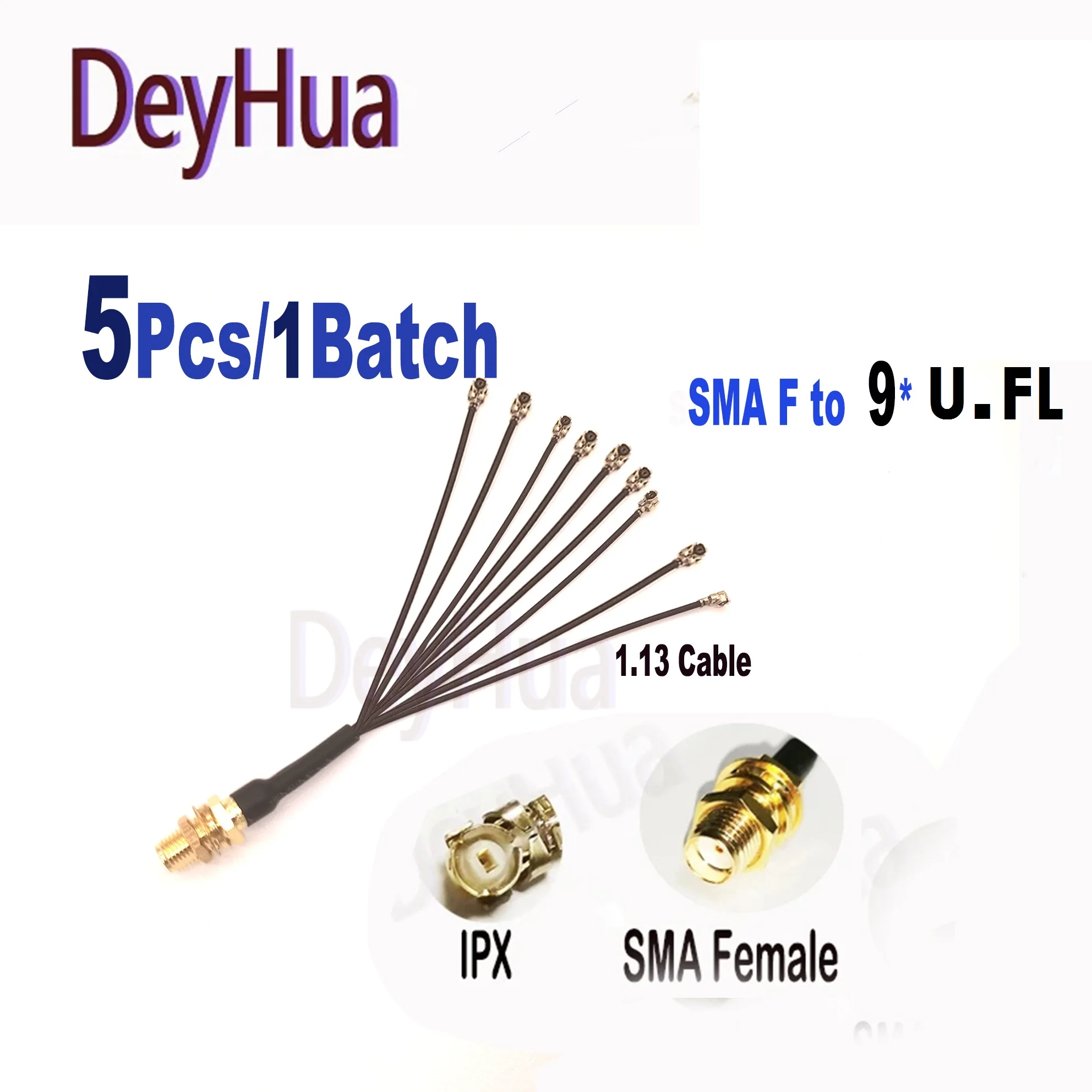 5개 SMA-6xU,FL 분배기 SMA 암-2 3 4 5 6 x U.fl UFL1 암 RG178 케이블 WIFI 안테나 연장 점퍼 피그테일