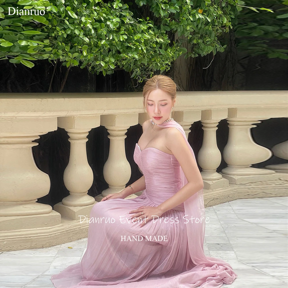 Dianruo-vestido De noche De estilo capa con forma De corazón, Vestidos De fiesta fruncidos fluidos De gasa, vestidos románticos De línea A personalizados