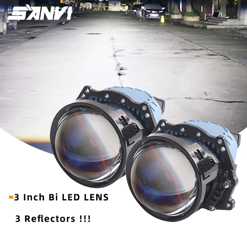 SANVI 3 Inch S9pro Bi LED Lenses for H7 LED H4 H1 H11 9005 9006 Headlights Auto Projector Replacemet 65W Car Lights Accessories