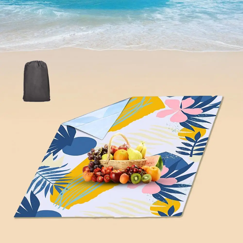 Summer Beach Mat Fashion Printing Wear-resistant Oxford Cloth+Storage Bag Travel Camping Hiking Beach Picnic Blanket