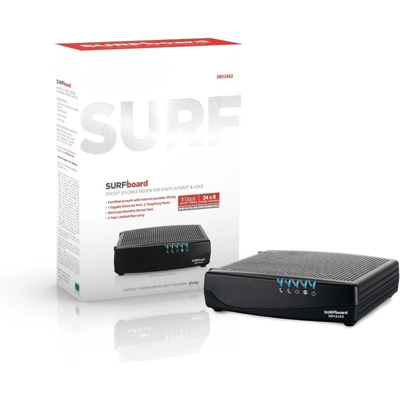 SURFboard SBV3202 DOCSIS 3.0 كابل مودم Comcast Xfinity Internet & Voice 1 Gbps Port 2 منافذ Telephony 800 Mbps M