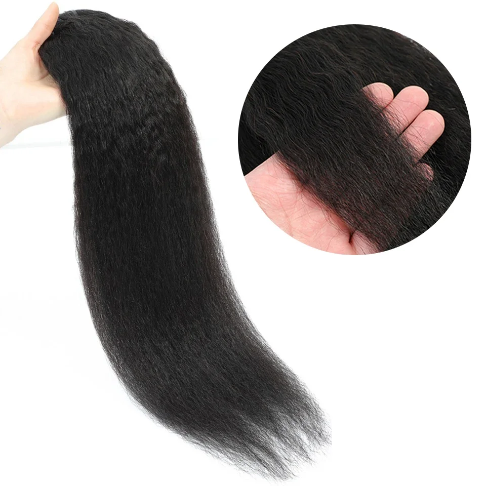 BAHW-mechones de cabello humano brasileño rizado, extensión de cabello virgen Frontal 13x4, mechones negros naturales con encaje Frontal