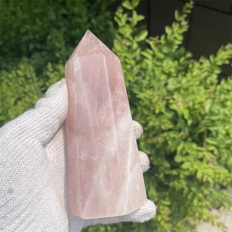 683g Natural Pink Rose Quartz Crystal Obelisk Wand Point Healing