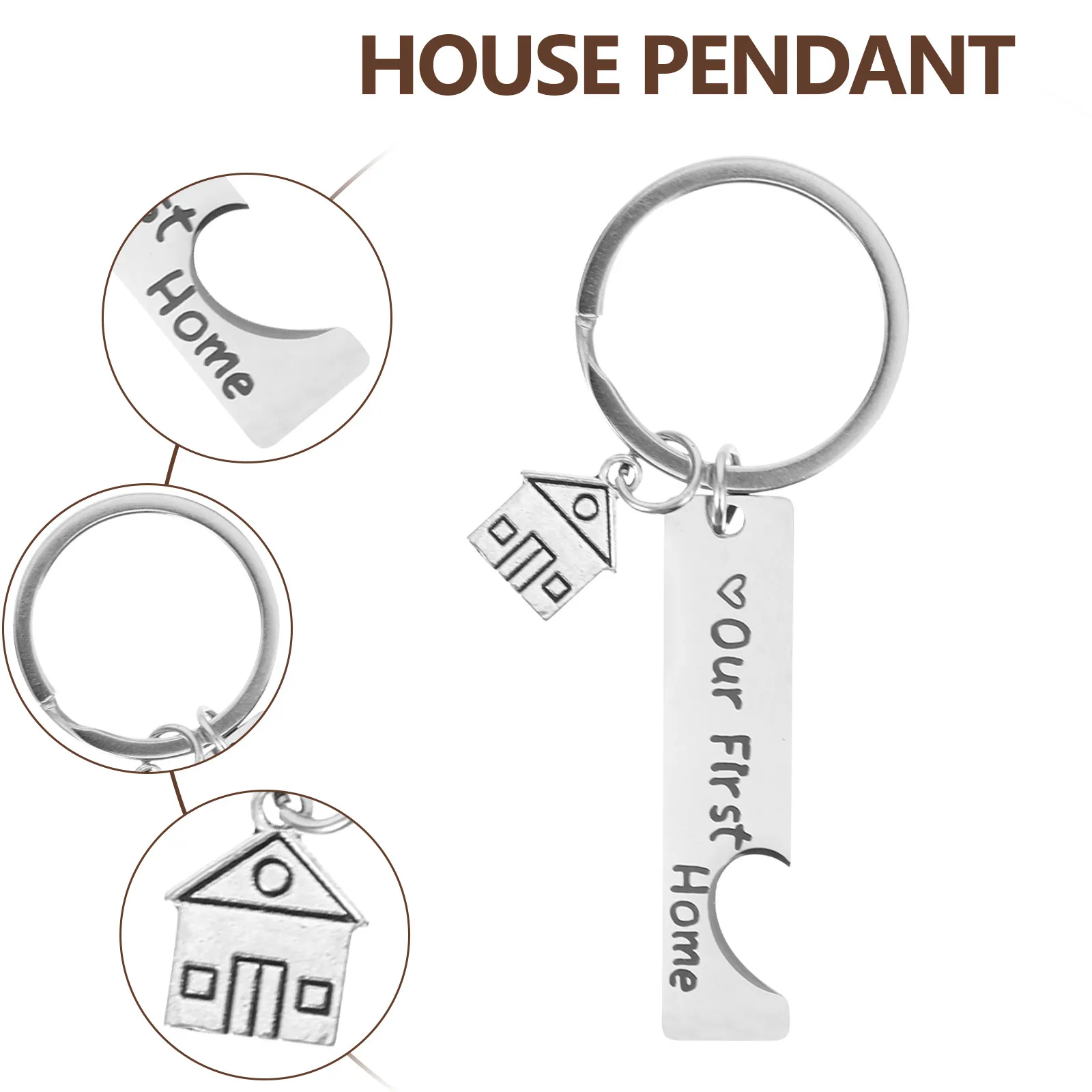 2Pcs Rust Resistant Stainless Steel Keychain Housewarming Keychain New Home Gift Aesthetic Metal Keyring Small Key Chain