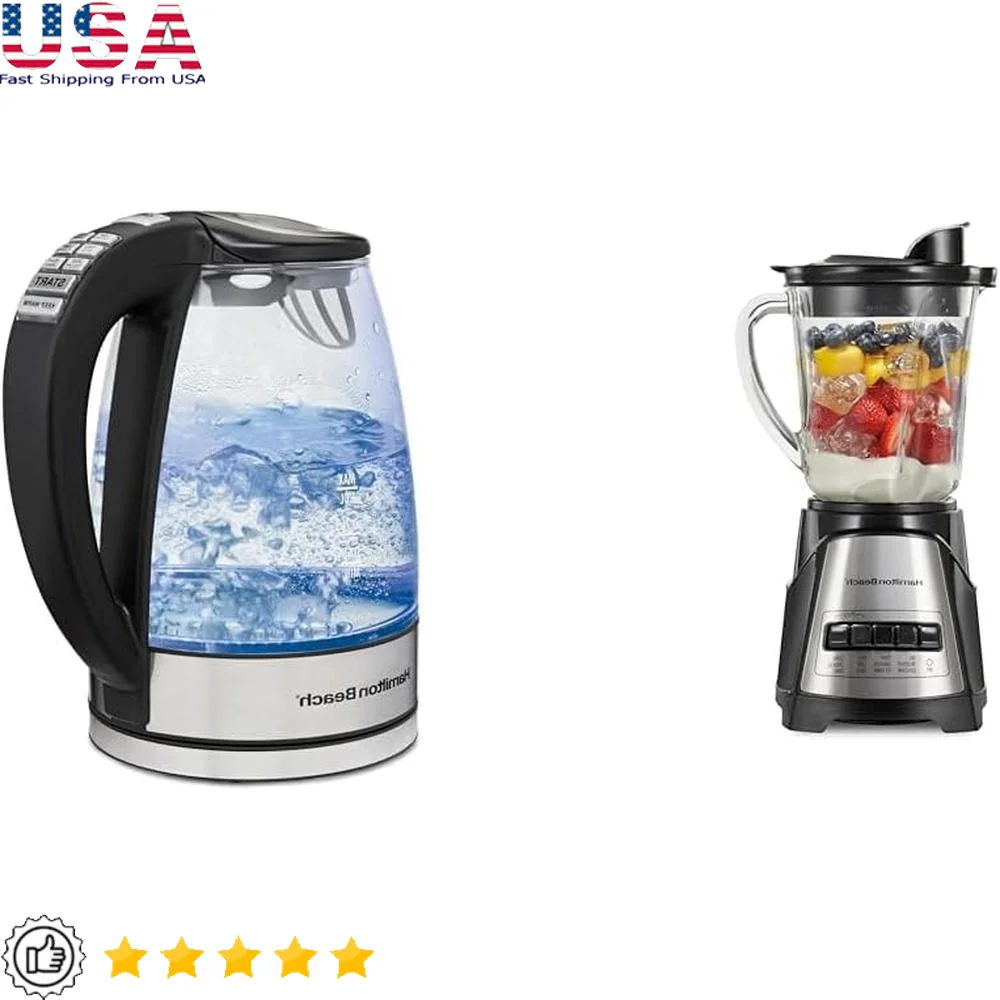 

700W Blender Electric Kettle Bundle 40oz Glass Jar 1500W Kettle with 6 Temp Settings Dishwasher Safe Parts Ice Crushing Smoothie