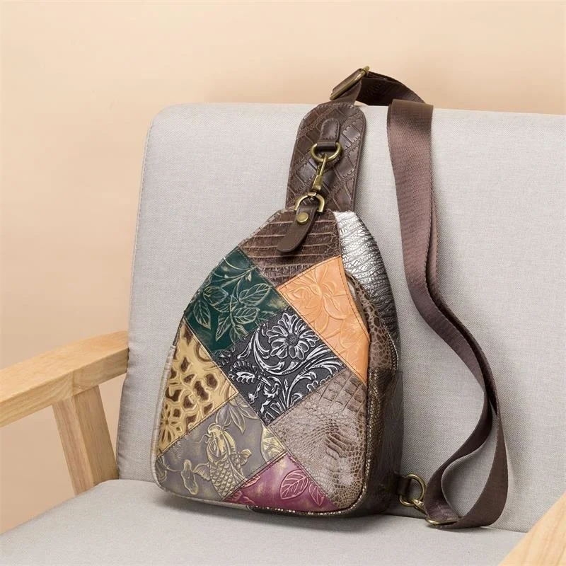 

Fashion Women's Sling Bag Pachtwork Shoulder Bags for Women Messenger Leather Travel Chest Pack Outdoor Ladies