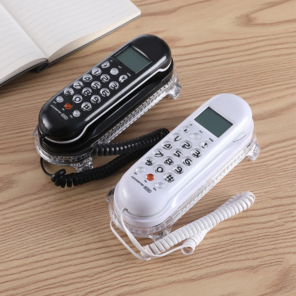 Crystal Base Fixed Landline Phone Mini Wall Mounted Telephone With LCD Display Small Wall Mounted Phone Improved Multi Language