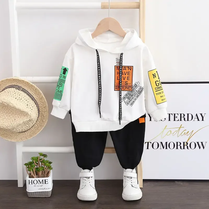 Fashion Spring Autumn Kids Cotton Clothes Kids Boy Letter Hoodies Pants 2Pcs/set Infant Outfit Children Toddler Casual Suit Set