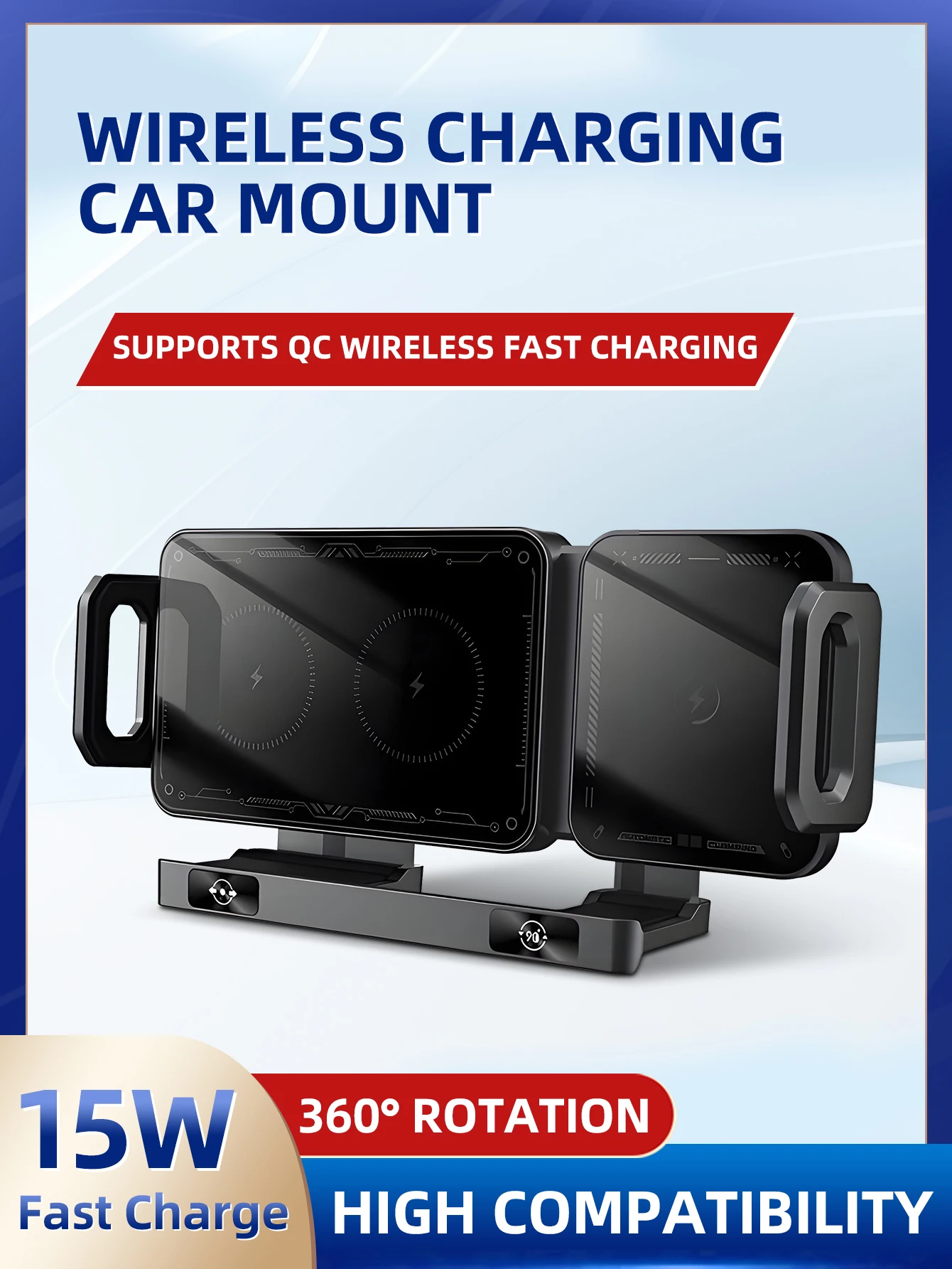 

INEYES складная подставка для мобильного телефона с беспроводной зарядкой, автомобильная навигация, центральная консоль, подставка для мобильного телефона, вращающаяся горизонтальная