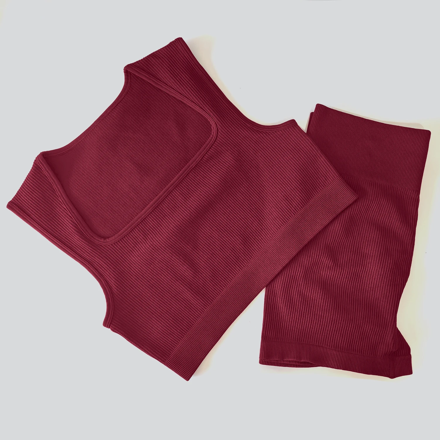 VEQKING Seamless 2 Pieces Yoga Sets Sleeveless Sports Crop Tops Scunch Butt Gym Shorts Hip Lift Quick Dry Workout Tights image 4