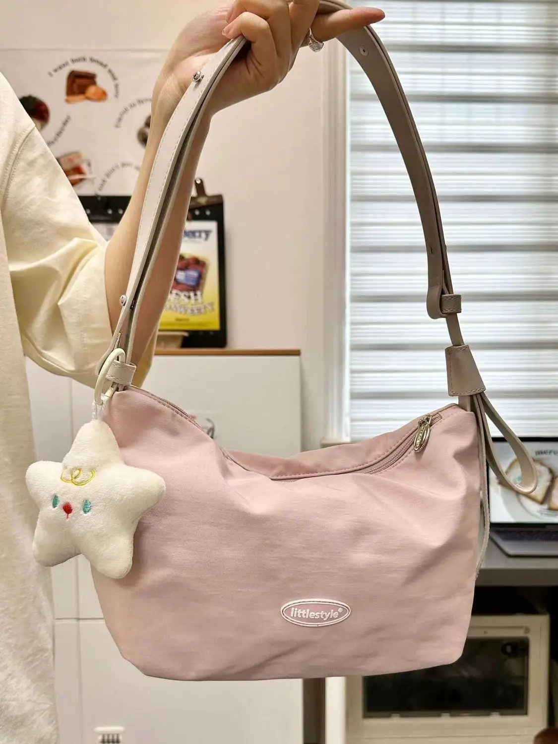 Fashion Shoulder Bag Women Korean Pink Underarm Crossbody Bags for Women Casual Satchels Wide Strap Canvas Chest Bag Handbag