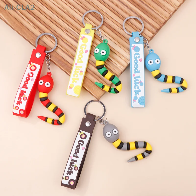 Creative Cartoon Snake Pendant Keychain For Women Men Cute Zodiac Snake Year Lucky Charms Backpack Car Ornament Key Ring