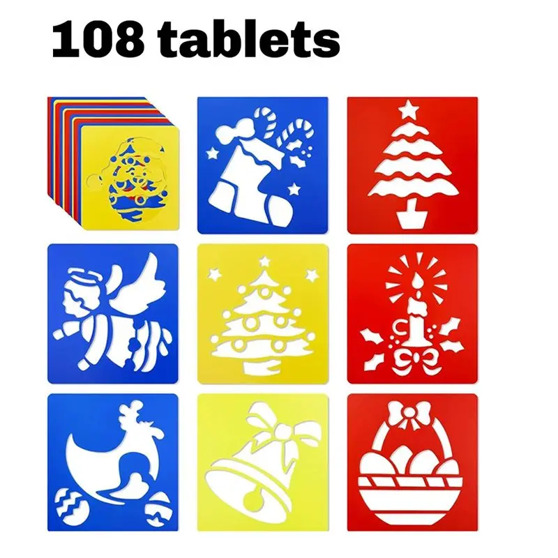 ^Arrival 108PCS Spring Drawing Stencils For Kids Sidewalk Chalk Stencils Painting Outside Large For Kids Toddlers Preschool - view 5