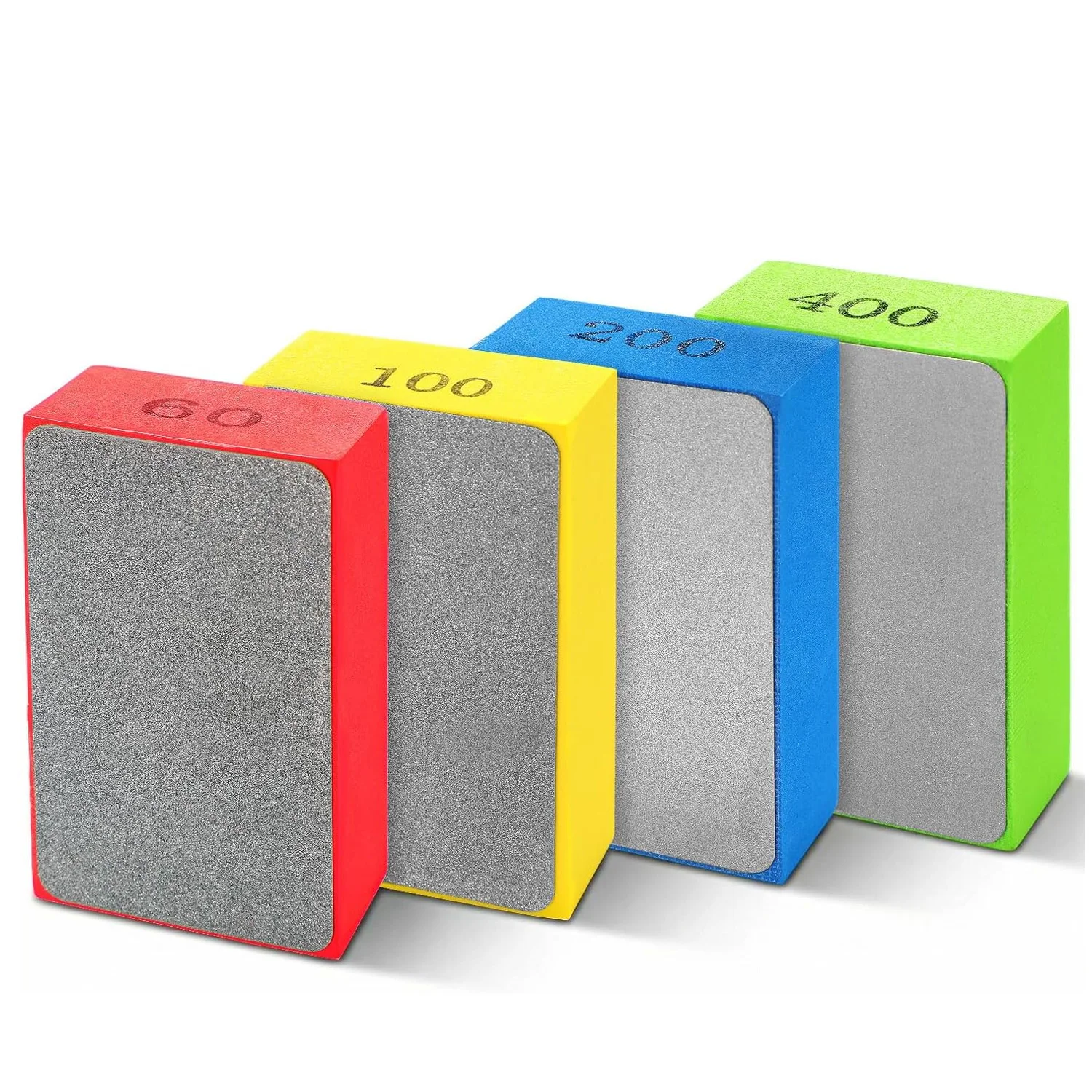 4Pcs Diamond Hand Polishing Pads for Sanding Ceramics Glass Tile Concrete Stone Marble Granite, 60#,100#,200#,400# (Plane)