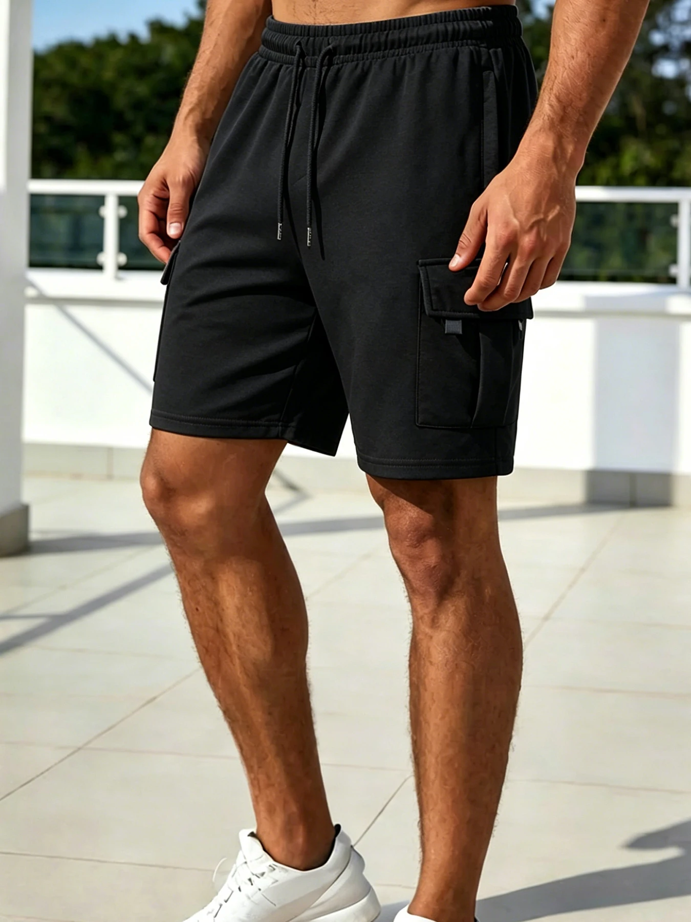 Men's Cargo Shorts Summer Loose Fit Drawstring Waist Multi Pocket Casual Streetwear Gym Beach Shorts for Men