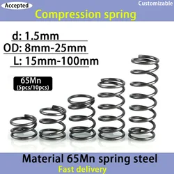65Mn High Strength Spring Steel Compression Spring Wire Diameter 1.5mm Outer Diameter 8mm - 25mm Return Spring(5pcs-10pcs)