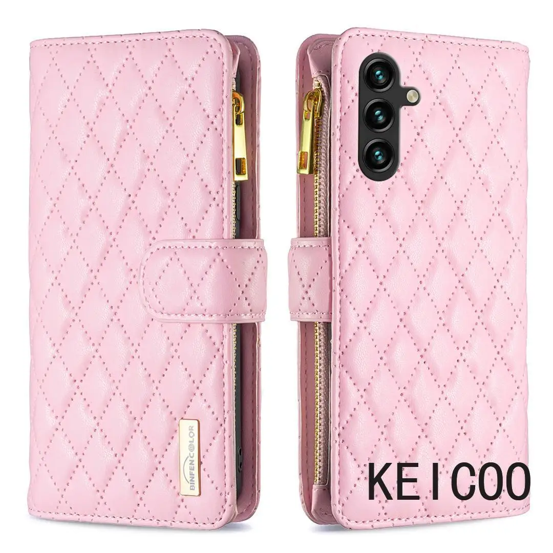 Cell Phone Jacket Housing for Samsung Galaxy A16 S24 A05 A05S A15 S23 FE Diamond Zipper Wallet Dustproof Fashion Shell