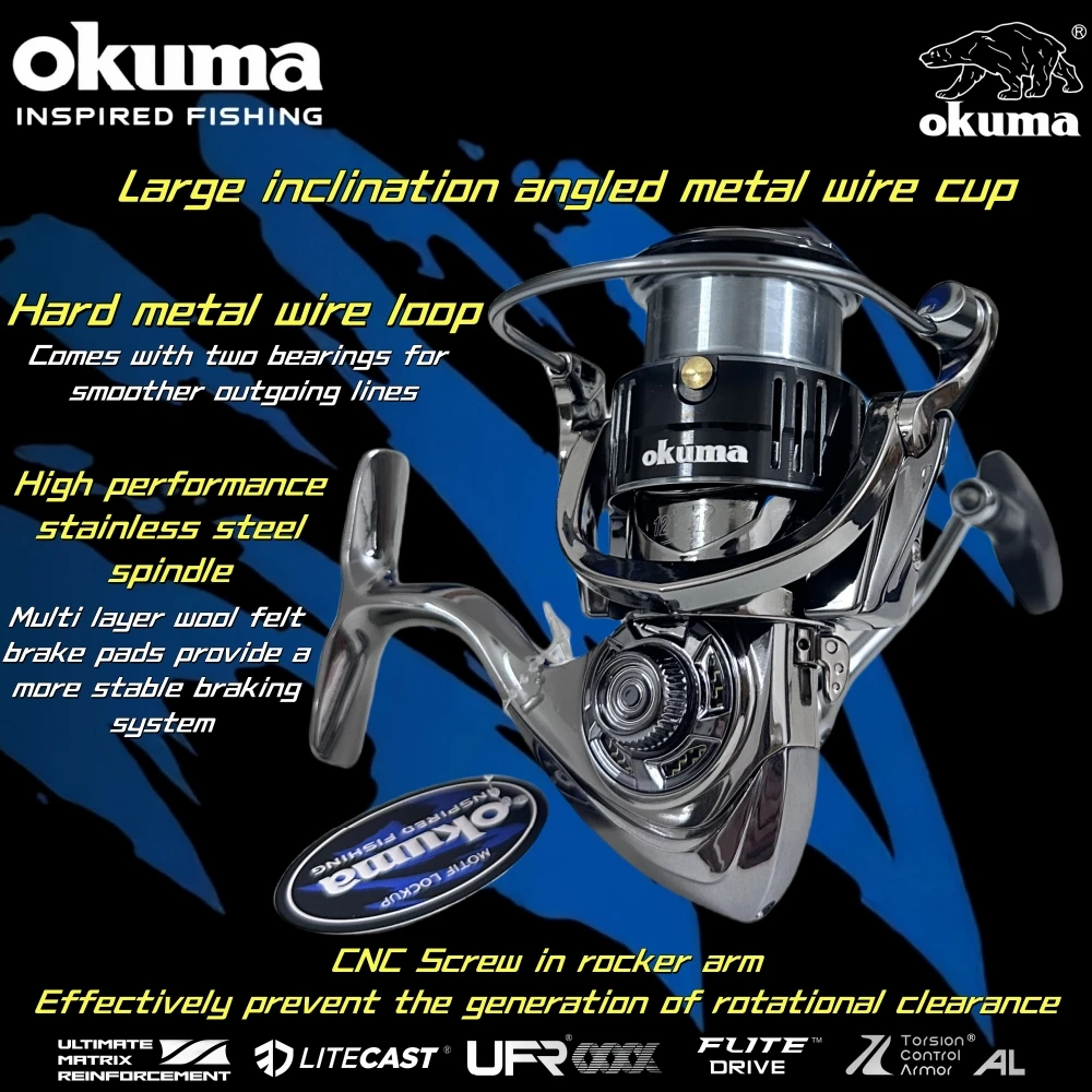 OKUMA Spinning Reel Metal Performance Fishing Reel,15KG MaxDrag,12+1Bearing, 5.5:1Gear Ratio SW1000-7000Series,Gift fishing line