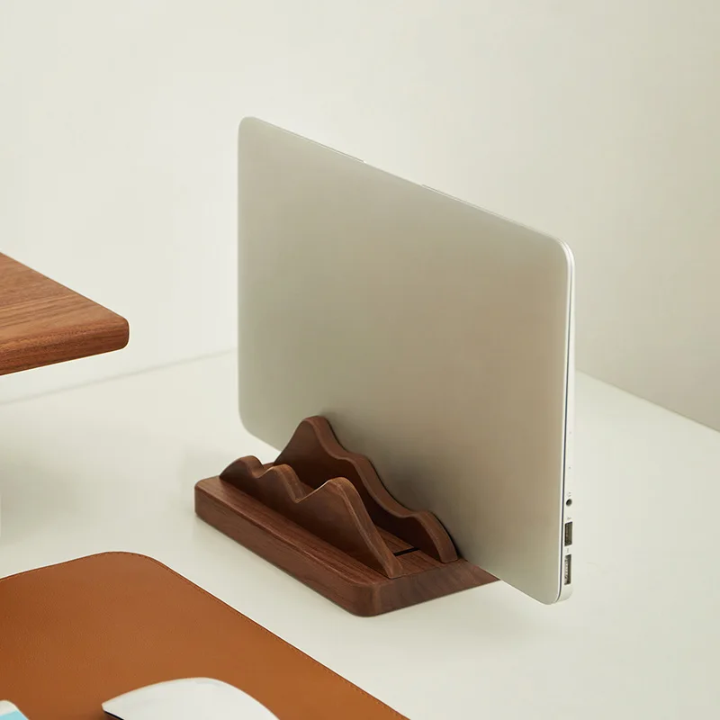 Walnut Wooden Vertical Laptop Stand Holder Notebook Tablet Station Support For Macbook Air Pro PC Card Slot Cherry Wood Holder