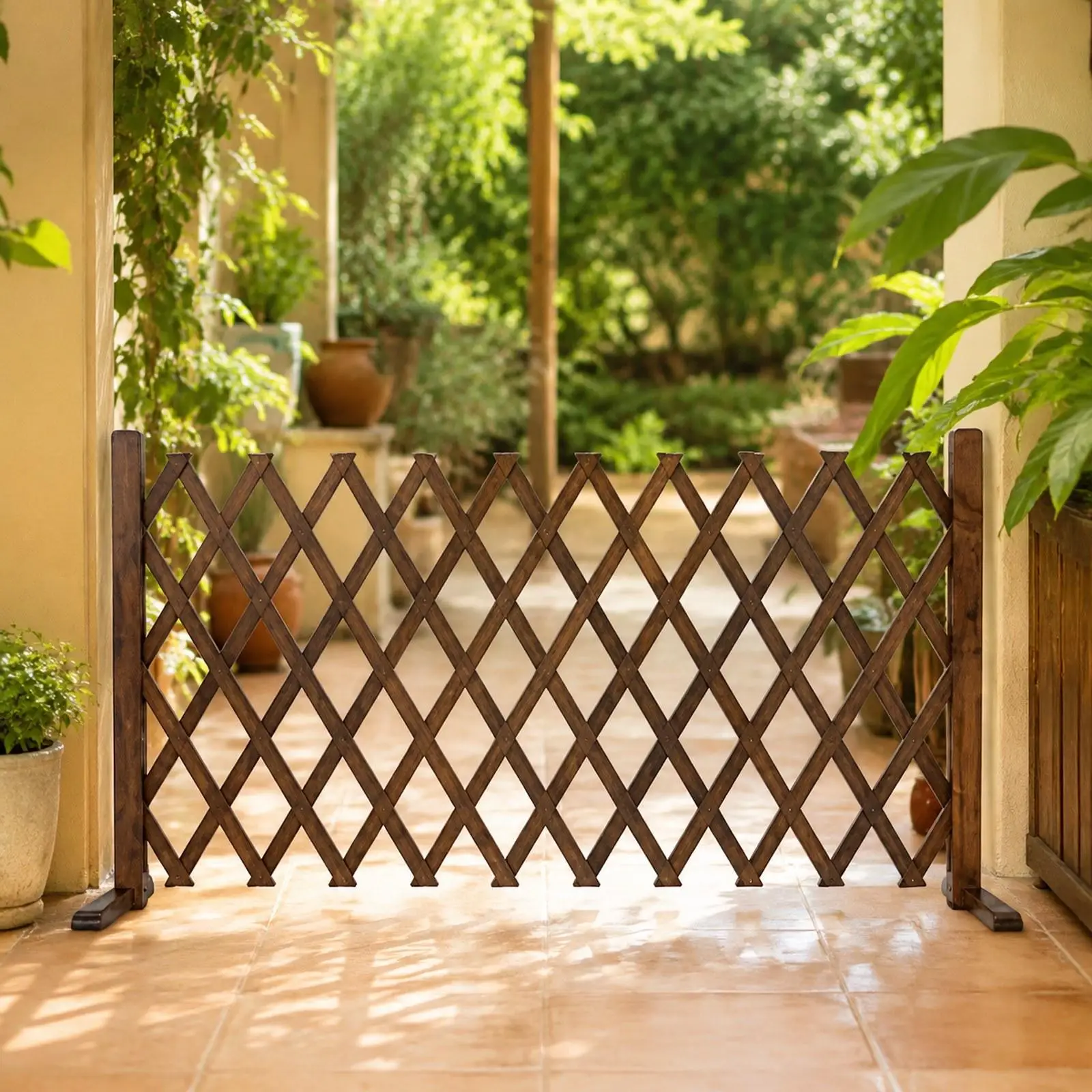 Expandable Garden Fence Freestanding Pet Gate for Courtyard Entrance Yard