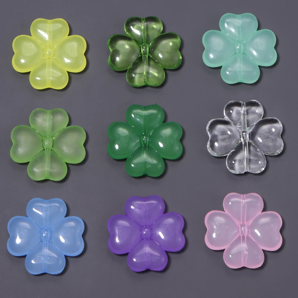 20 Stück 27mm Glücks-Vierblattklee-Acrylperlen Transparente Bunte Lose Abstandsperlen DIY Schlüsselanhänger Handykette Schmuckherstellung – Detail 5