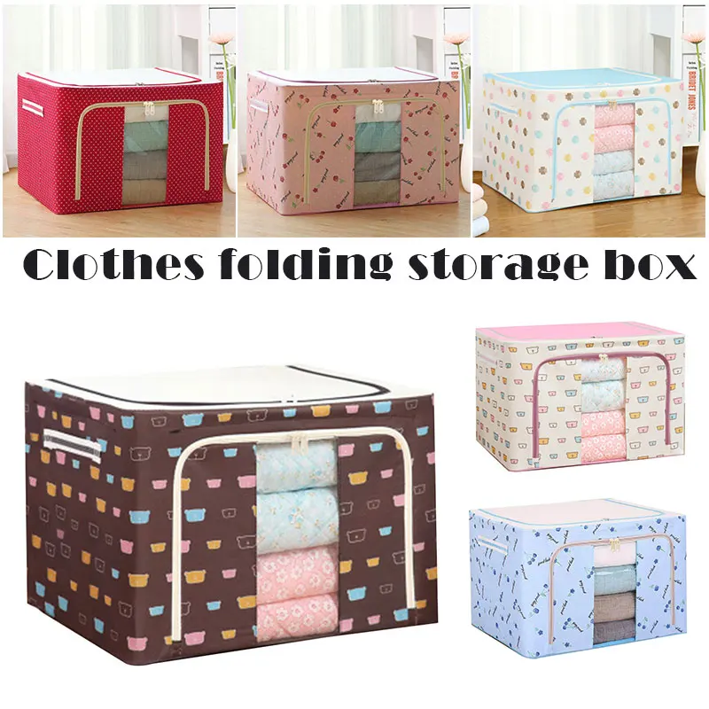 

2024 Oxford Cloth Clothes Steel Frame Transparent Storage Box Bed Sheet Blanket Pillow Shoe Rack Container Foldable Storage Case