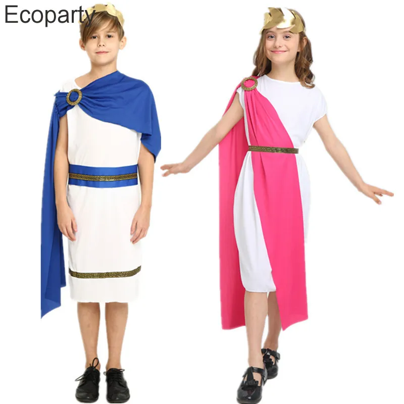 Kinderen Oude Griekse Godin Cosplay Kostuum Gewaad Jongen Meisjes Athena Roman Grecian Toga Kids Halloween Carnaval Feestkleding