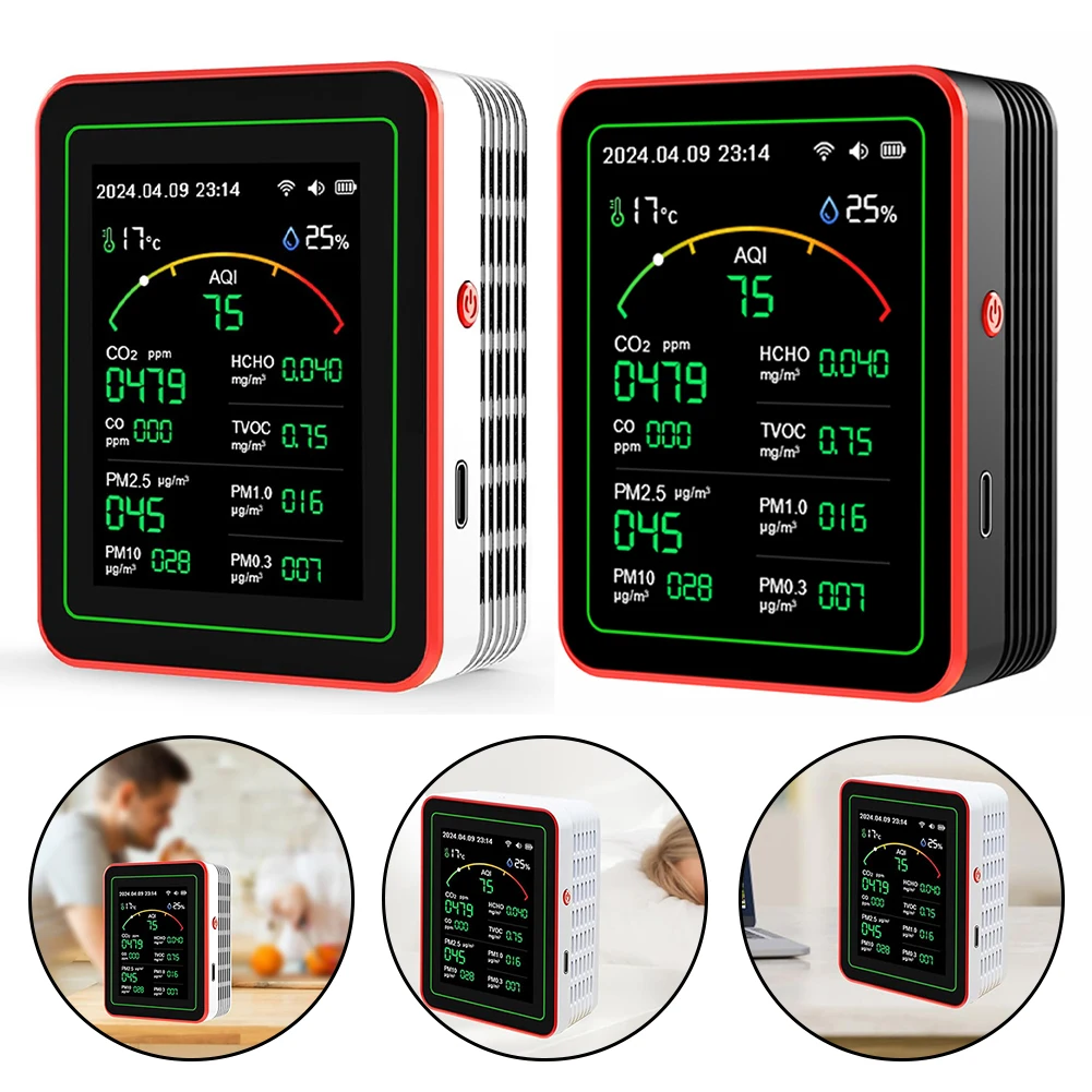 15 In 1 Digital Air Quality Monitor CO/CO2 TVOC HCHO Humidity Temperature Air Quality Detector PM0.3 PM1.0 PM2.5 PM10-CO2 Tester