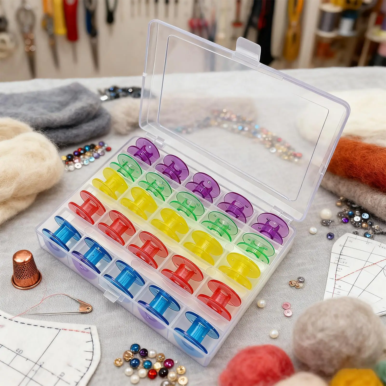 Thread Bobbin 25 Pieces Universal Colored Home Supplies Embroidery Thread Bobbins For Class Quilting Storage Fabric Quilter Yarn