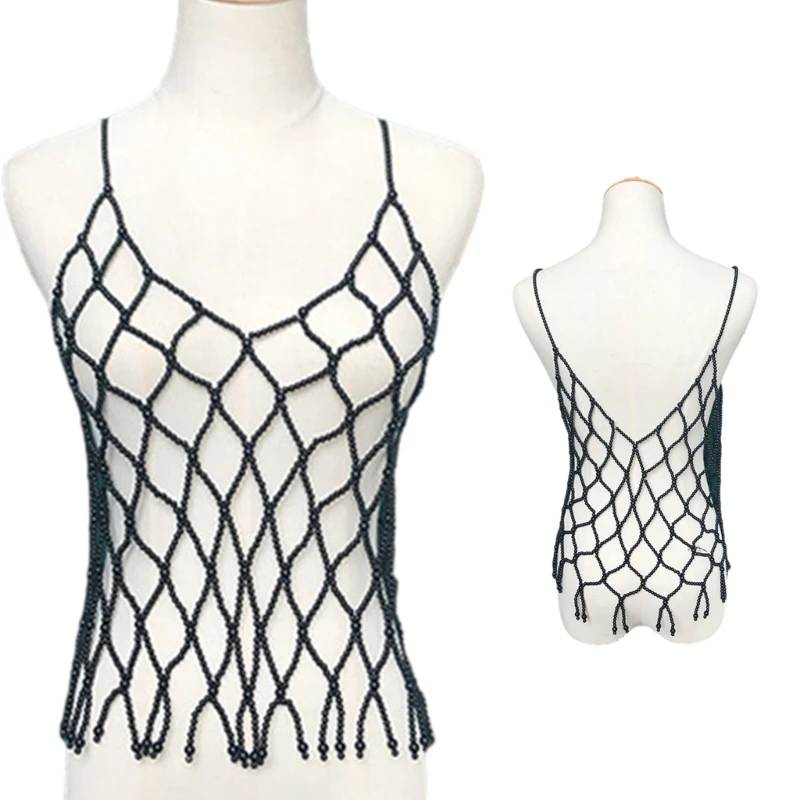 Hollow out Beads Bra TopS with Accents Versatile for Different Outfits