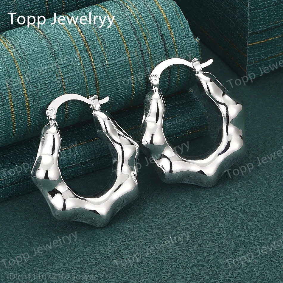 

Exquisite 925 Sterling Silver Polished Embossed Ear Clips, Fashionable Women's Wedding Party Gift Jewelry Accessories