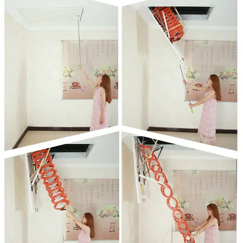 อัพเกรดปกปิด Attic Retractable บันไดในร่มไฟฟ้า Lift Compound Villa อัตโนมัติพับบันไดขยาย
