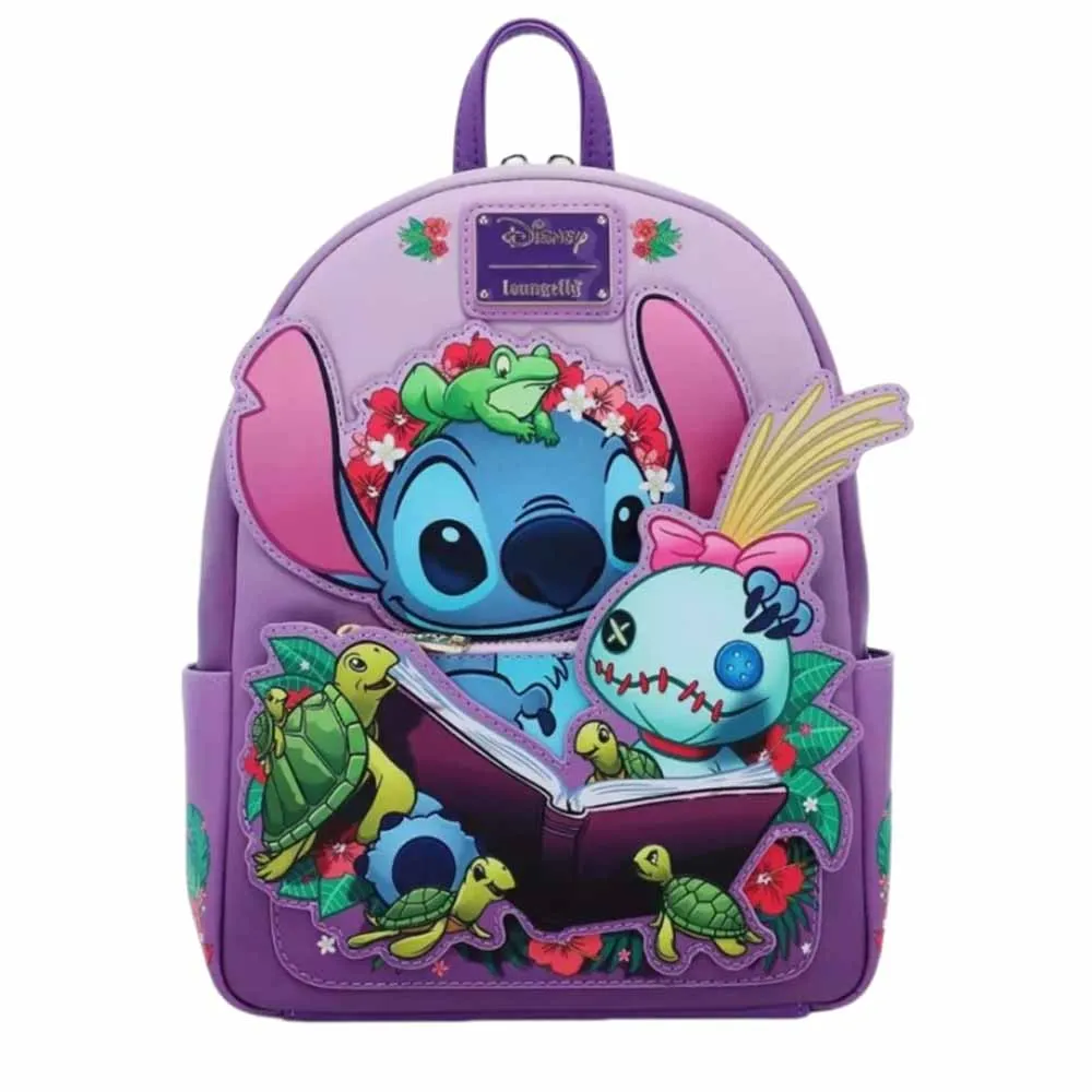 Lilo & Stitch Scrump Reading Mini Backpack Children Backpack Pu Leather Student Backpack Stationery Christmas Gift