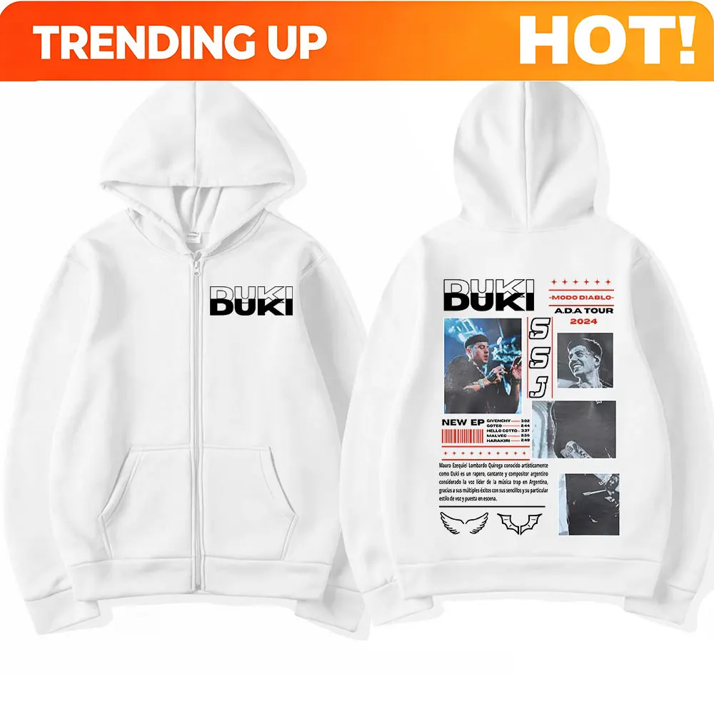 Rapper Duki ADA Tour 2024 Zip Up Hoodies Mens Women Clothing Fashion Hip Hop Zipper Loose Hooded Sweatshirts Jackets Streetwear
