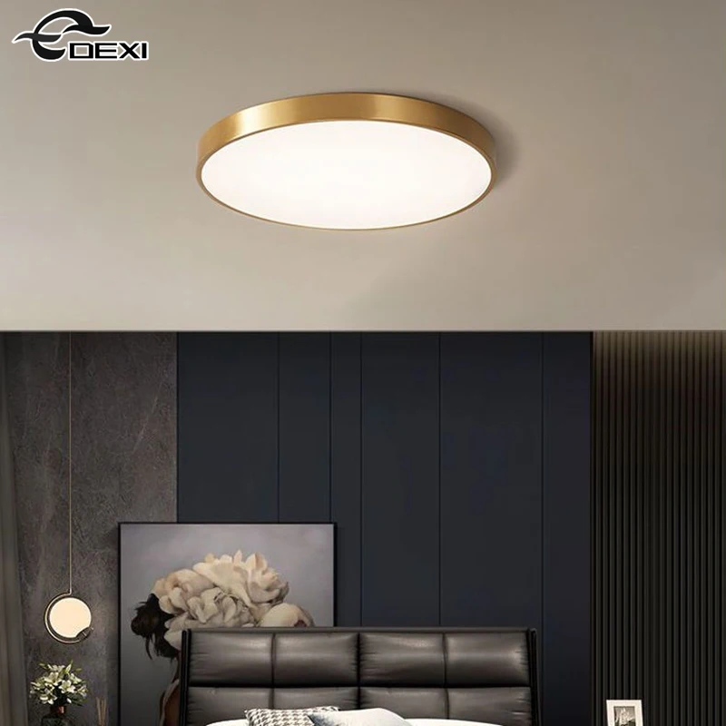 Modern Living Room Ceiling Light Bedroom Circular Chandelier Villa Kitchen Shrink LED Lamp Channel Lamp 3 Color Change Lamplight