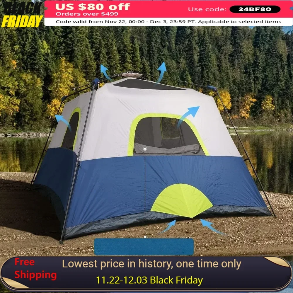 Instant Cabin Tent, 8 Person/10 Person Camping Tent Setup & Windproof Tents with Carry Bag for Family Camping & Hiking, Tents