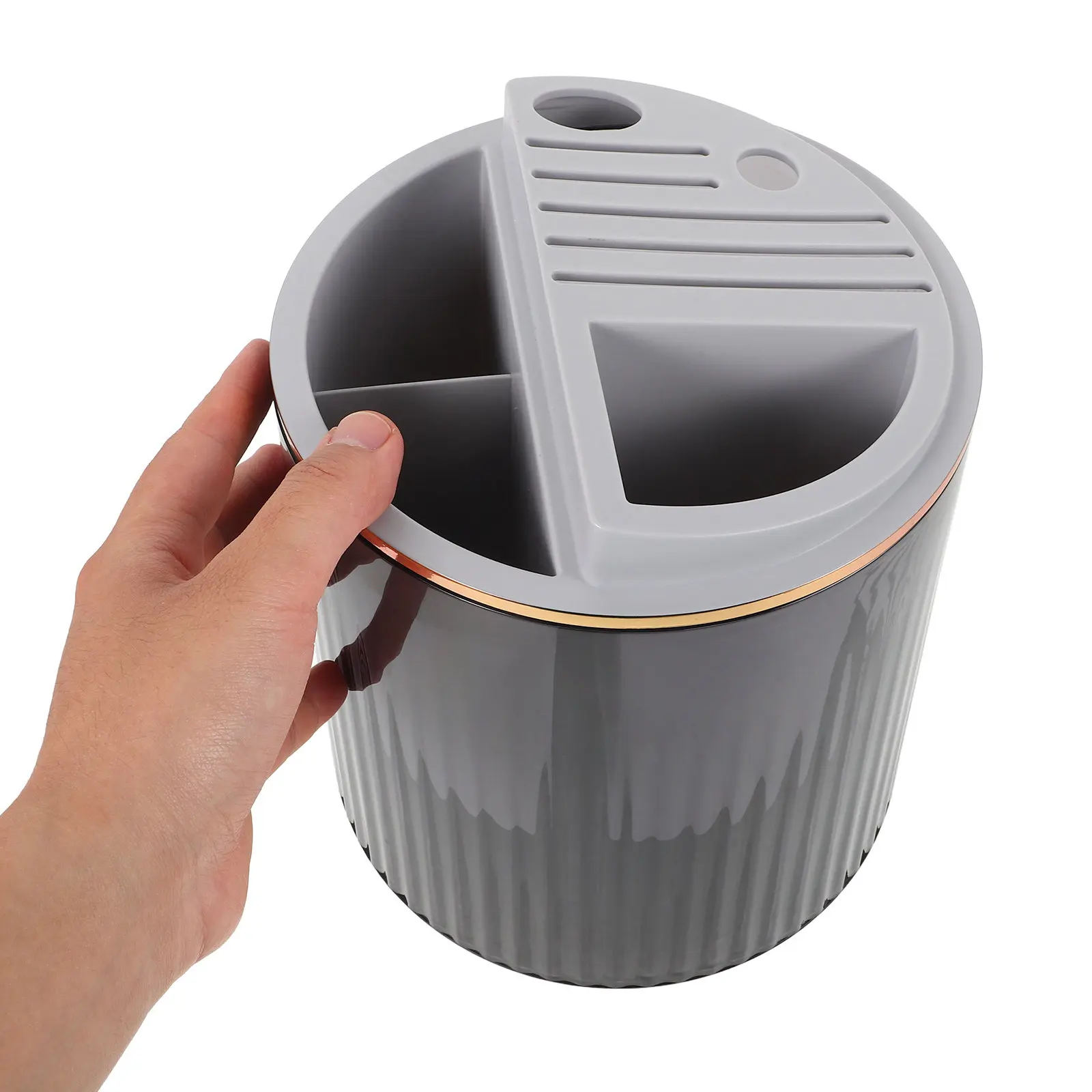 Rotatable Cutter Rack for Knives Utensil Holder with Chopstick Draining Box Space Saving Rotating Kitchen Gadget Modern Decor
