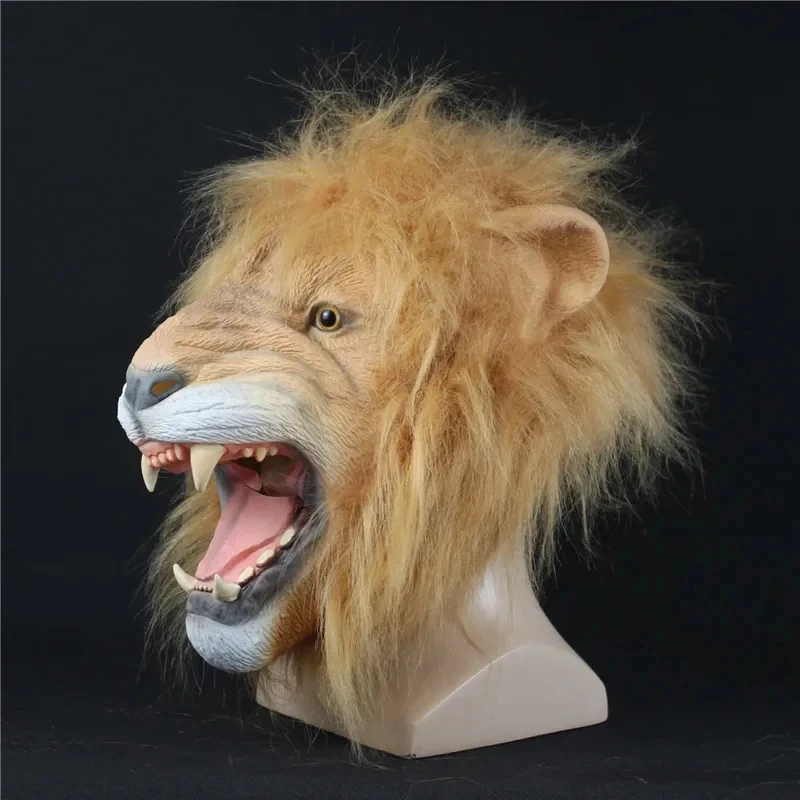 CyCosplay Animal Long Hair Angry Lion Latex Mask headgear helmet Halloween Costume Fancy Dress party Anime stage show props gift