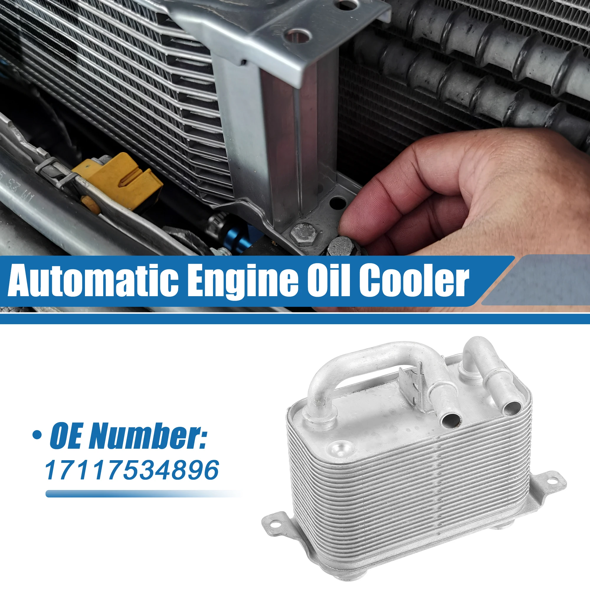 UXCELL Automatic Engine Oil Cooler No.17117534896 for BMW E60 2006-2010 Silver Tone