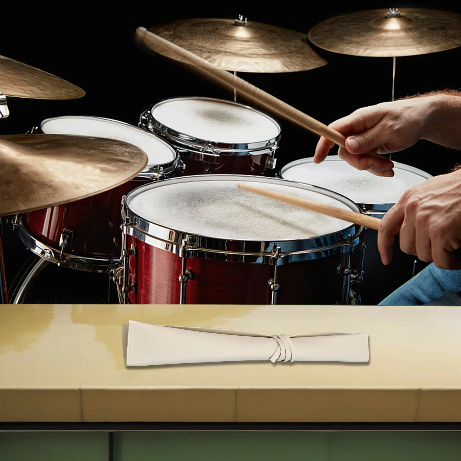 Leather Drumstick Organizer Waterproof Pouch for Musicians to Store Drumsticks and Accessories with Convenience