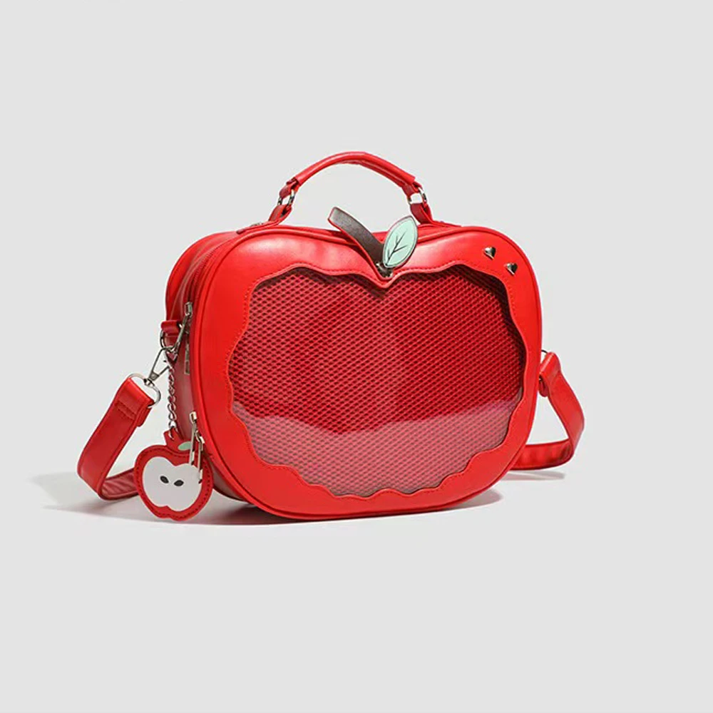 2026 Y2K Style College Girls PVC Backpack Unique Apple Shaped Backpack Travelling Backpack