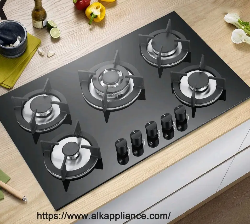 

Газовая плита ALK с 5 конфорками, встраиваемая/настольная, из закаленного стекла, для дома, по заводской цене, класса люкс